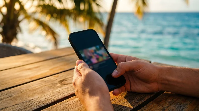 Vacation video on a smartphone at the beach