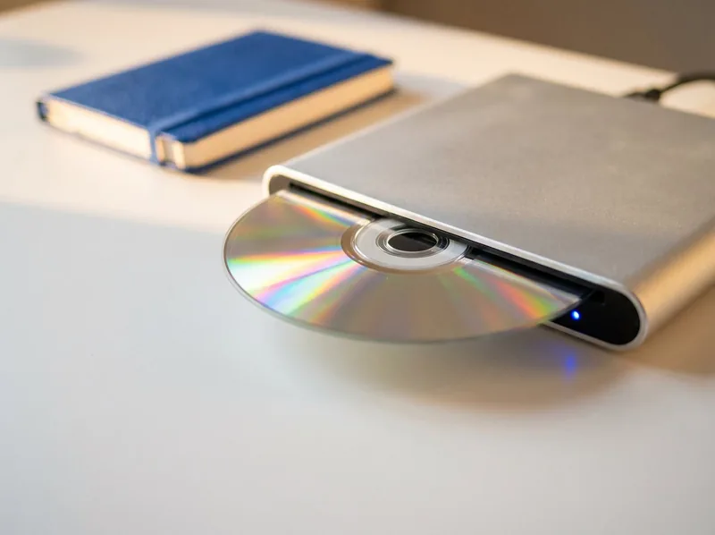 CD drive ejecting a silver disc